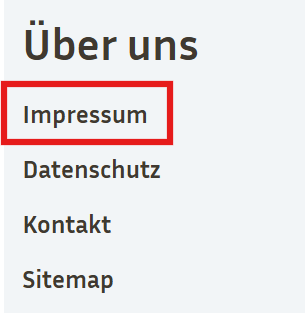 Screenshot Footer: Verlinkung Impressum