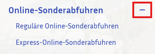 Screenshot Hauptmenü: Menüpunkt zuklappen